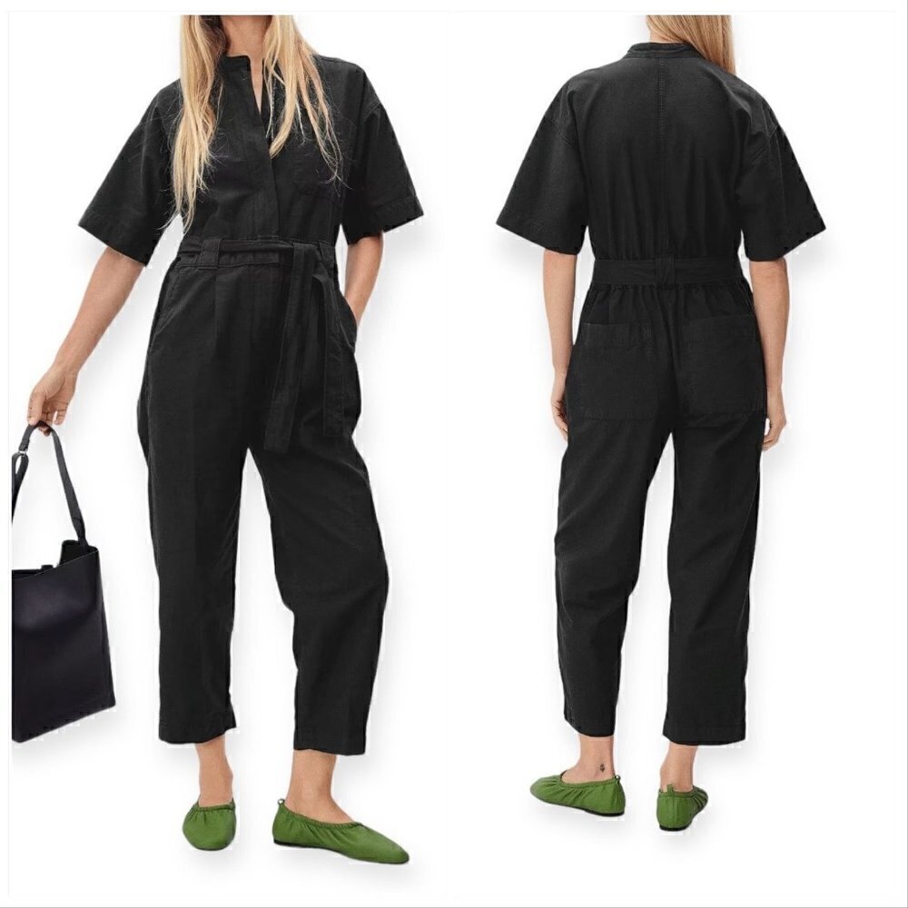 Everlane Black The Fatigue Short Sleeve Jumpsuit,‎ Size 8, NWT